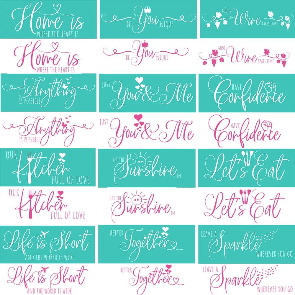 15.2x38.1cm Sunshine Emotional Word Reusable Self-Adhesive Silk Screen Stencils for DIY Polymer Clay Printing on T-Shirt Jewelry