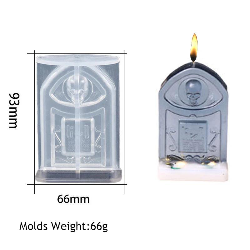 Skulls Silicone Candle Mold Horror Halloween DIY Pumpkin Tombstone Making Epoxy Resin Plaster Casting Molds Home Craft Decor