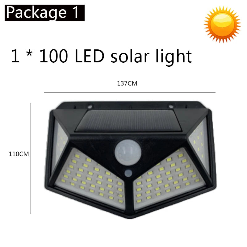 108 COB Sensor Street Lamp 3 Light Modes Outdoor Waterproof Security Solar Lamps for Garden Patio Path Remote Control Light