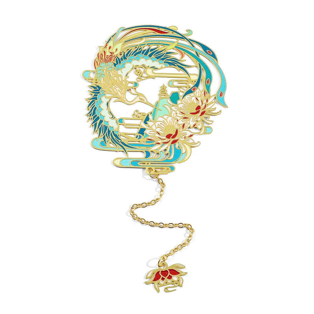 Chinese Style Brass Bookmark Tassel Pendant Retro Badge Book Clip Metal Pagination Mark Student Gift Stationery Office Supplies