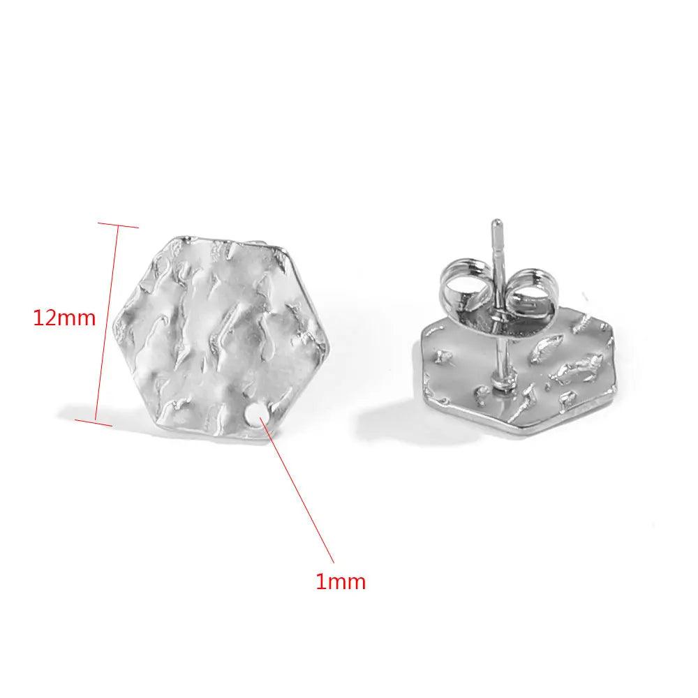 10pcs Stainless Steel Earring Posts with Loop Hole Star Moon Pattern Ear Studs Base for DIY Earring Jewelry Making Supplies