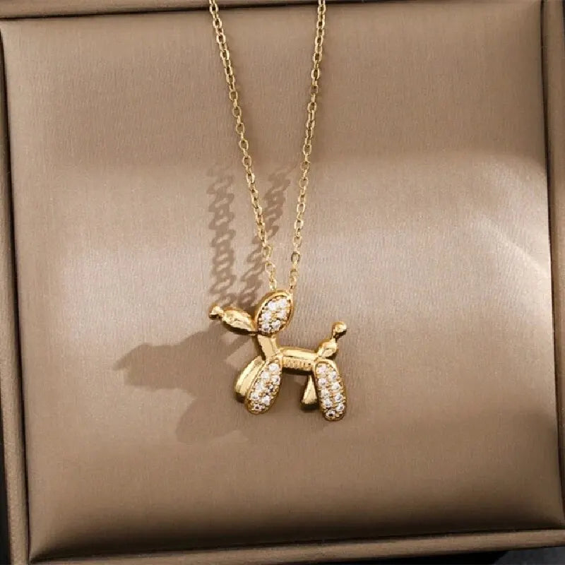 1 Pcs Light Luxury Cool Wind Animal Series Goldplated Copper Pendant With Stainless Steel Chain Combination Necklace