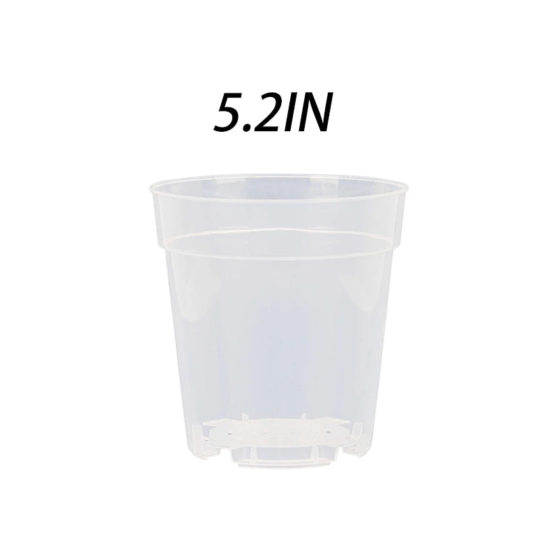 5 Packs 3/4/5.2/6.7 Inch Clear Nursery Pots, Transparent Plastic Planter with Drainage Holes, Seed Starting Pot Flower Plant Con