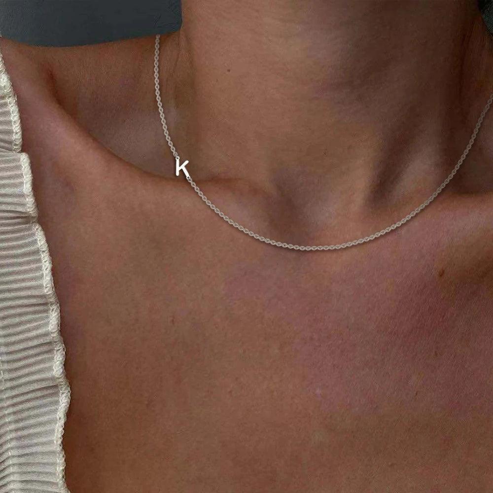 Skyrim Stainless Steel Initial Necklace for Women A-Z Alphabet Capital Letter Pendant Necklaces Choker Fashion Jewelry Gift 2025