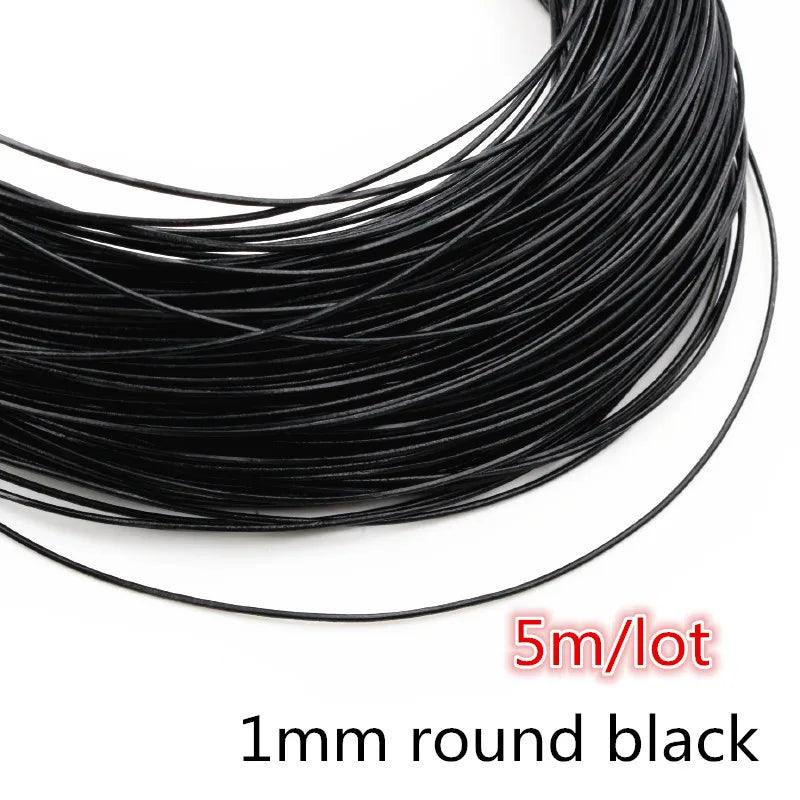 2-5m/lot 1-8mm Genuine Cow Leather Round/Flat Strand Thong Cord DIY Bracelet Findings Rope String For Jewelry Making Accessories