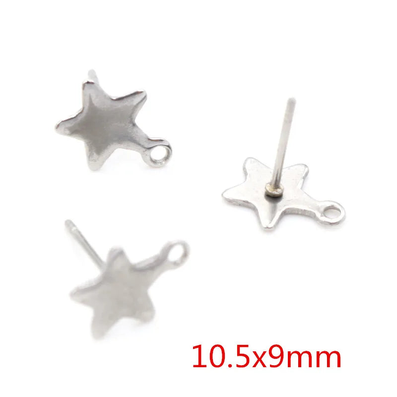 20pcs 316 Stainless Steel Geometric Polygonal Earring Stud Hooks Posts Connector For DIY Jewelry Making Supplies