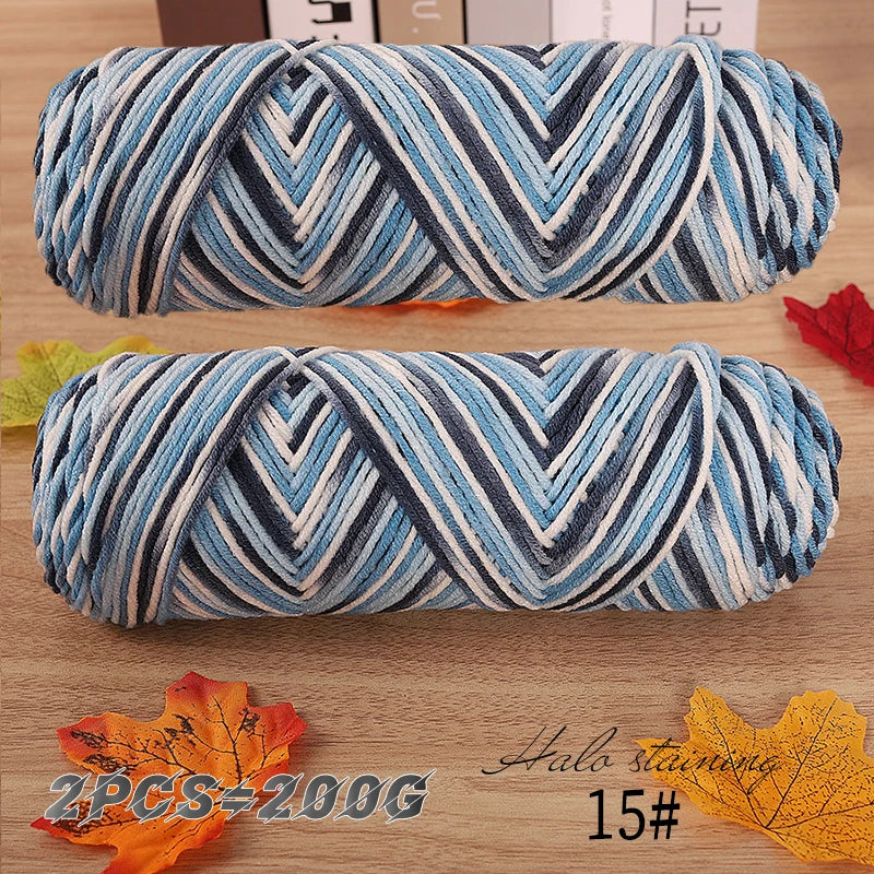 Colorful 5 Strand Dyed Milk Cotton Baby Sweater Yarn for Handmade DIY Woven Scarves and Crochet Projects