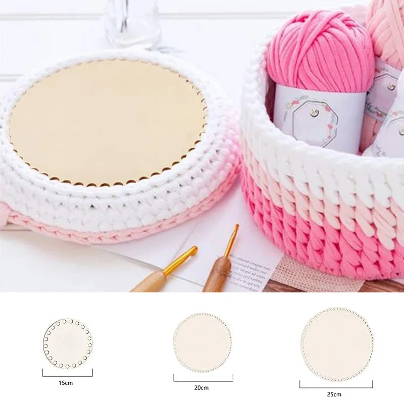 Crochet Basket Base Wooden Hand-Woven Blank Frame Bottom Board DIY Bag Storage Basket Crafts Knitting Round Bottom 10/15/20/25Cm