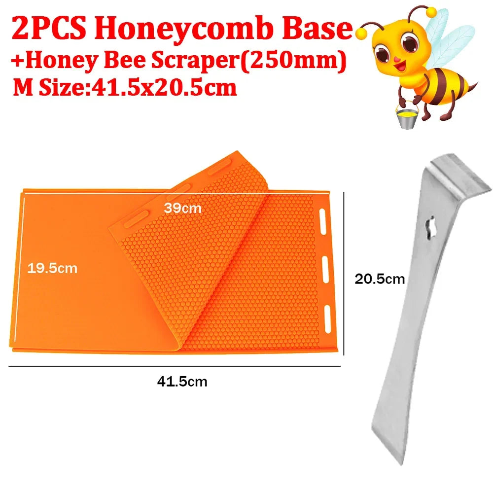 3pcs Beeswax Press Sheet Mold Soft PVC Honeycomb Base Foundation Mould Beehive Shovel Beekeeping Beeware Beeswax Making Tools