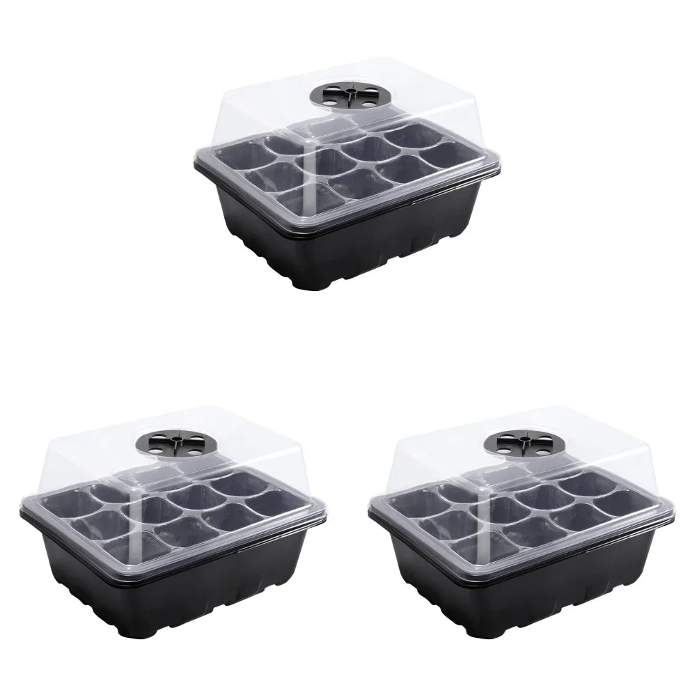 1-5PCS Planting Seed Cover Nursery Tray Box 12 Holes Plant Seedling Germination Planting Pot Mini Greenhouse Plant Starter Tray