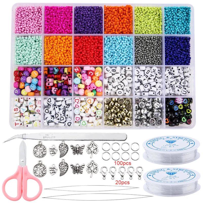 20000pcs Jewelry Making Kit Seed Beads Set 2mm Glass Beads Set Bracelets Necklace Ring Making Seedbeads Kit For DIY Art Craft
