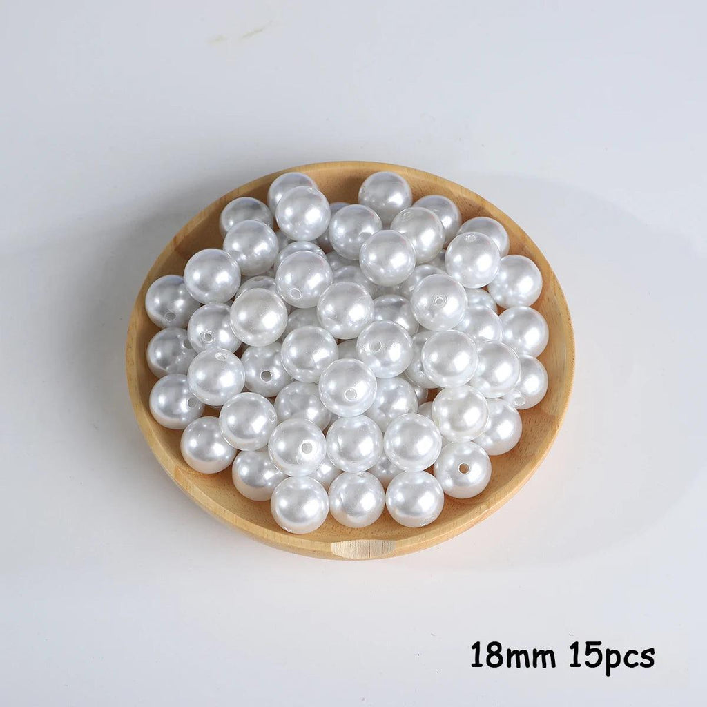 3-20mm 10-1000pcs straight hole ABS imitation pearl beige white bracelet with round beads for DIY craft jewelry making products