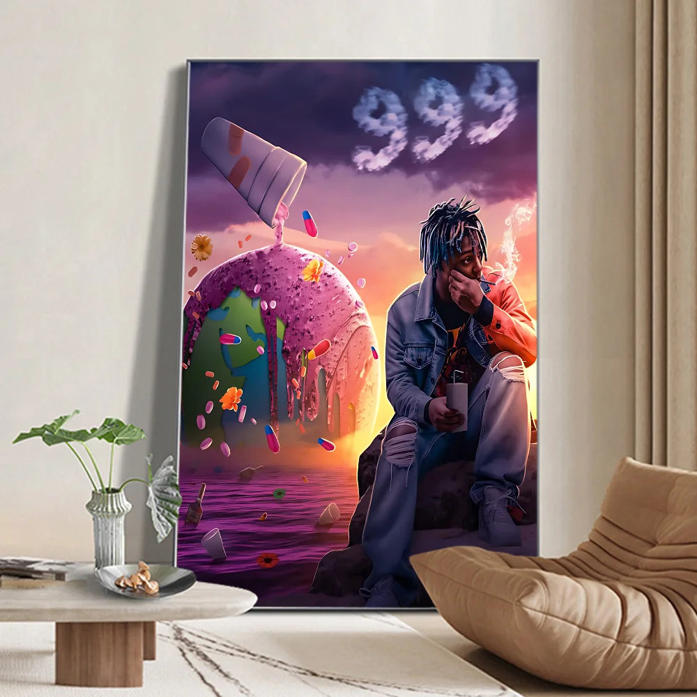 Hip-hop Juice WRLD Poster Prints Wall Sticker Painting Bedroom Living Room Decoration Office Home Self Adhesive