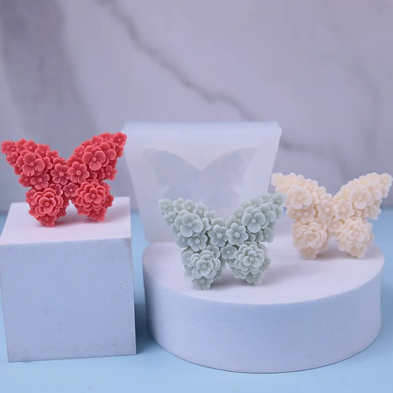 Butterfly aromatherapy gypsum candle rose butterfly chocolate flip sugar cake decoration silicone - Winord