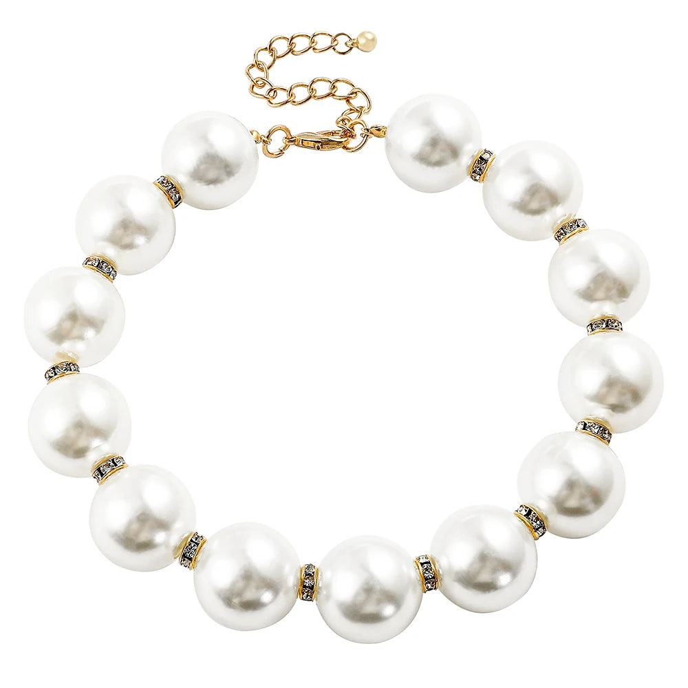 Trend Elegant Jewelry Wedding birthdays Big Pearl Necklace For Women Fashion White Imitation Pearl Choker Necklace