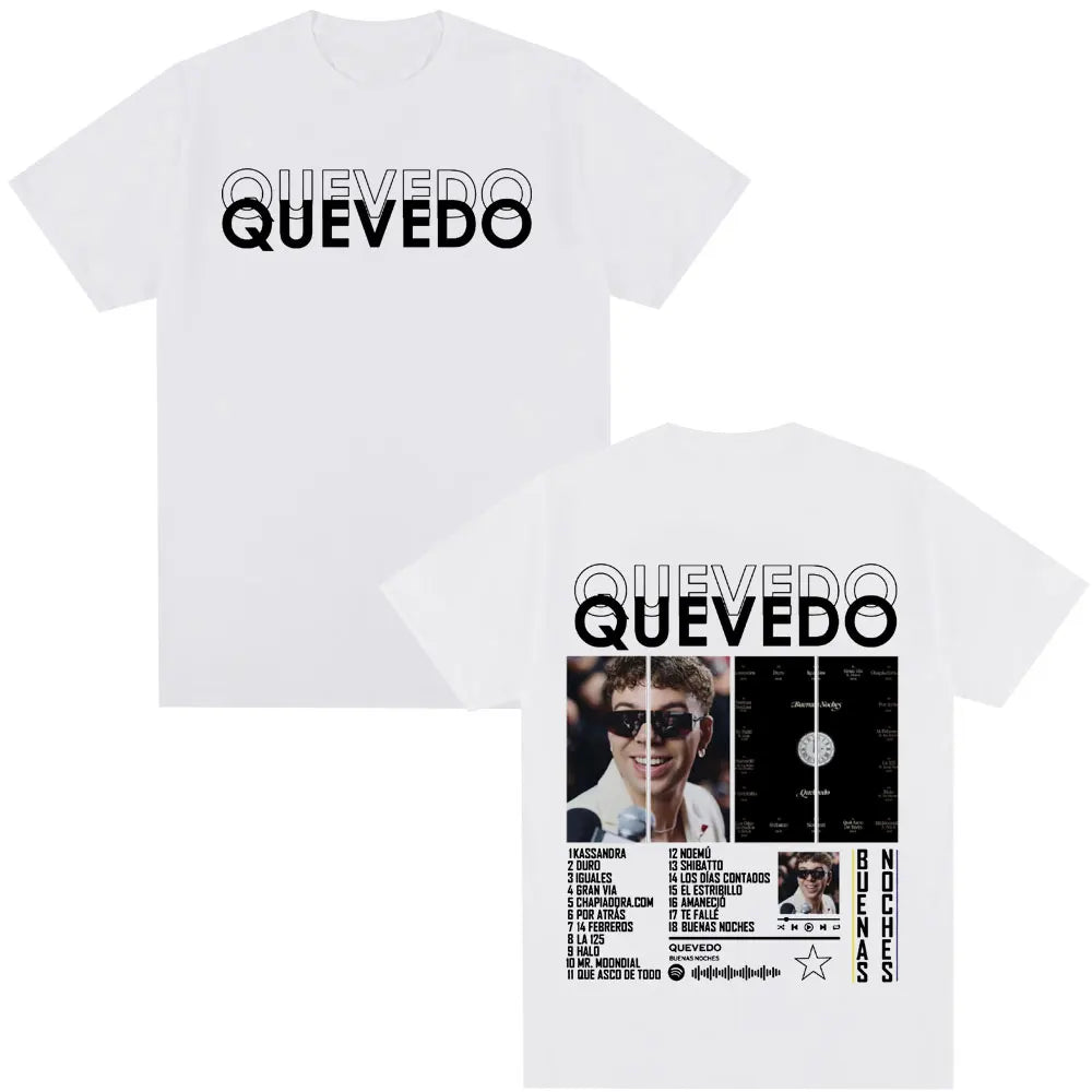 Quevedo Buenas Noches T-Shirt for Men and Women Casual Cotton Oversized Hip Hop Short Sleeve Fashion Tee