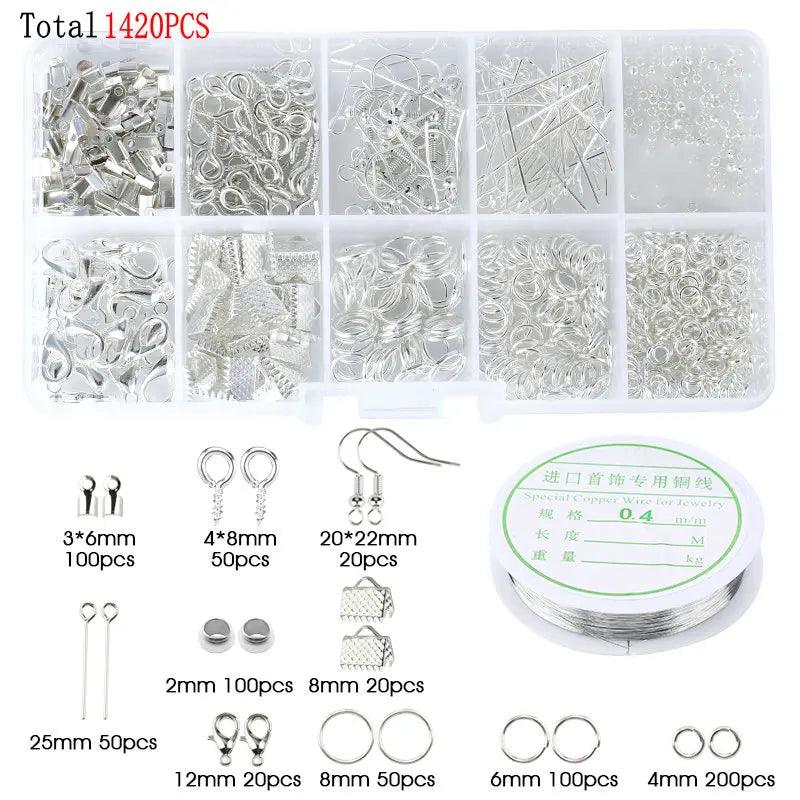 Alloy Accessories Jewelry Findings Set Earring Making Kit Lobster Clasp Open Jump Rings Repair Tools DIY Jewelry Making Supplies