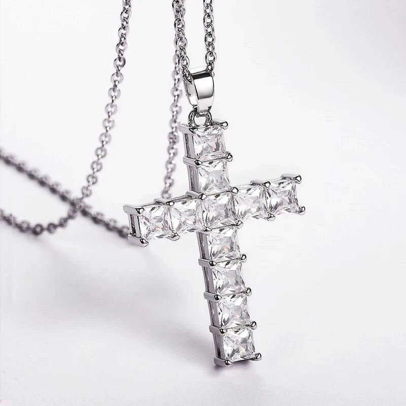 New Fashion Necklaces Female Pendants Gold Multi Color Crystal Jesus Cross Pendant for Women Necklace Party Leisure Time Jewelry