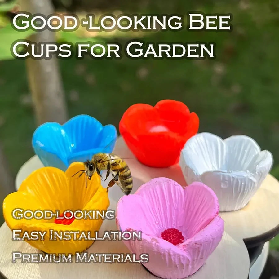 Bee-friendly Resin Flower Water Cup - Wood Insect Drinking Station Bee Watering Station Bee cup