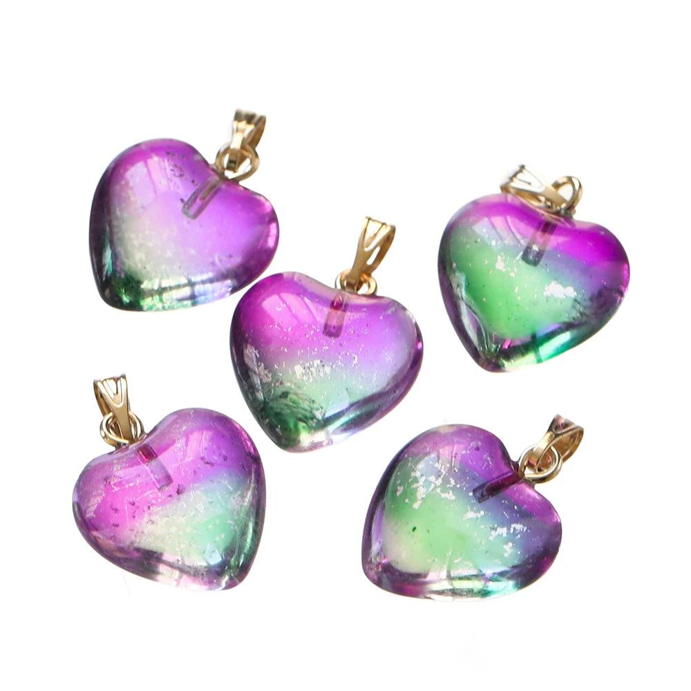 10Pcs/Lot Czech Lampwork Crystal Glass Heart Beads Charms pendant DIY Handmade Jewelry Making Necklaces Earrings Accessories