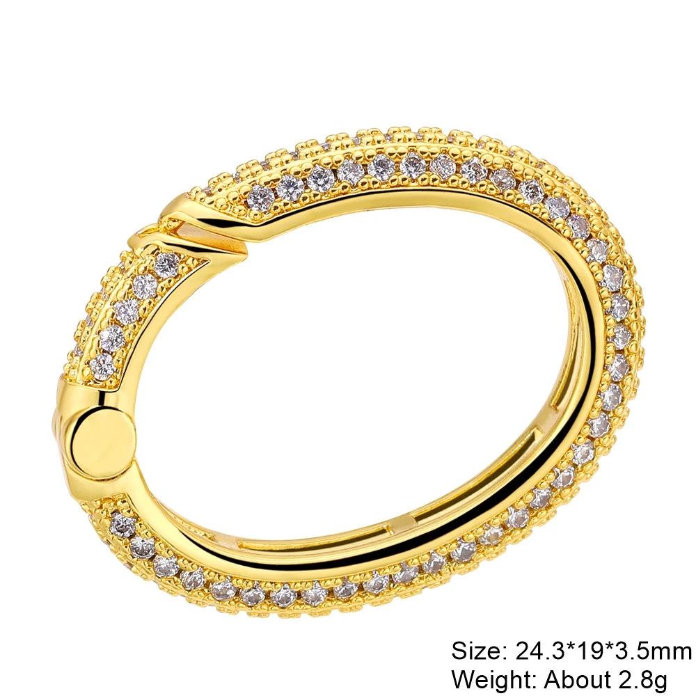 Juya Handmade Creative 18K Gold Plated Brass Screw Locks Carabiner Clasps Accessories For DIY Mesh Chains Pendant Jewelry Making