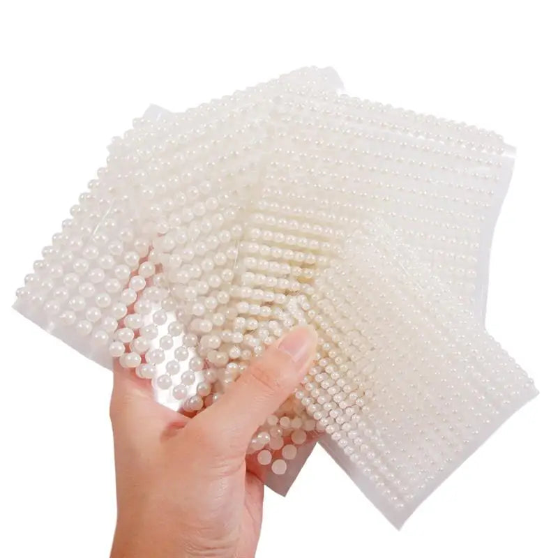 3/4/5/6mm Ivory White Half Round Pearls Stickers Self-Adhesive Faux Embellishment For Nail Art Scrapbooking DIY Accessories