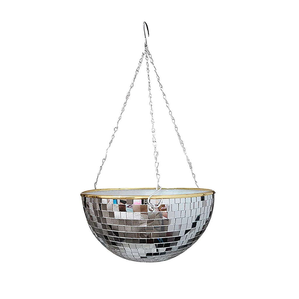 Disco Ball Plant Hanger Mirror Hemisphere Planter Hanging Basket Hanging Pot Ball Planter Office Ornament