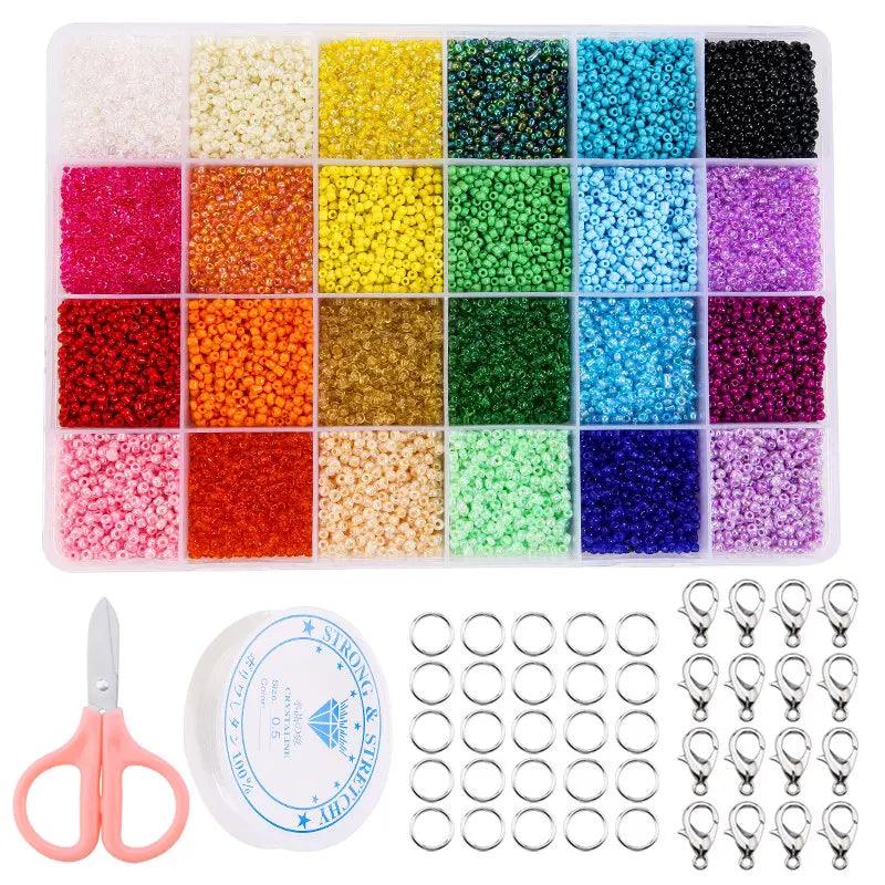 20000pcs Jewelry Making Kit Seed Beads Set 2mm Glass Beads Set Bracelets Necklace Ring Making Seedbeads Kit For DIY Art Craft
