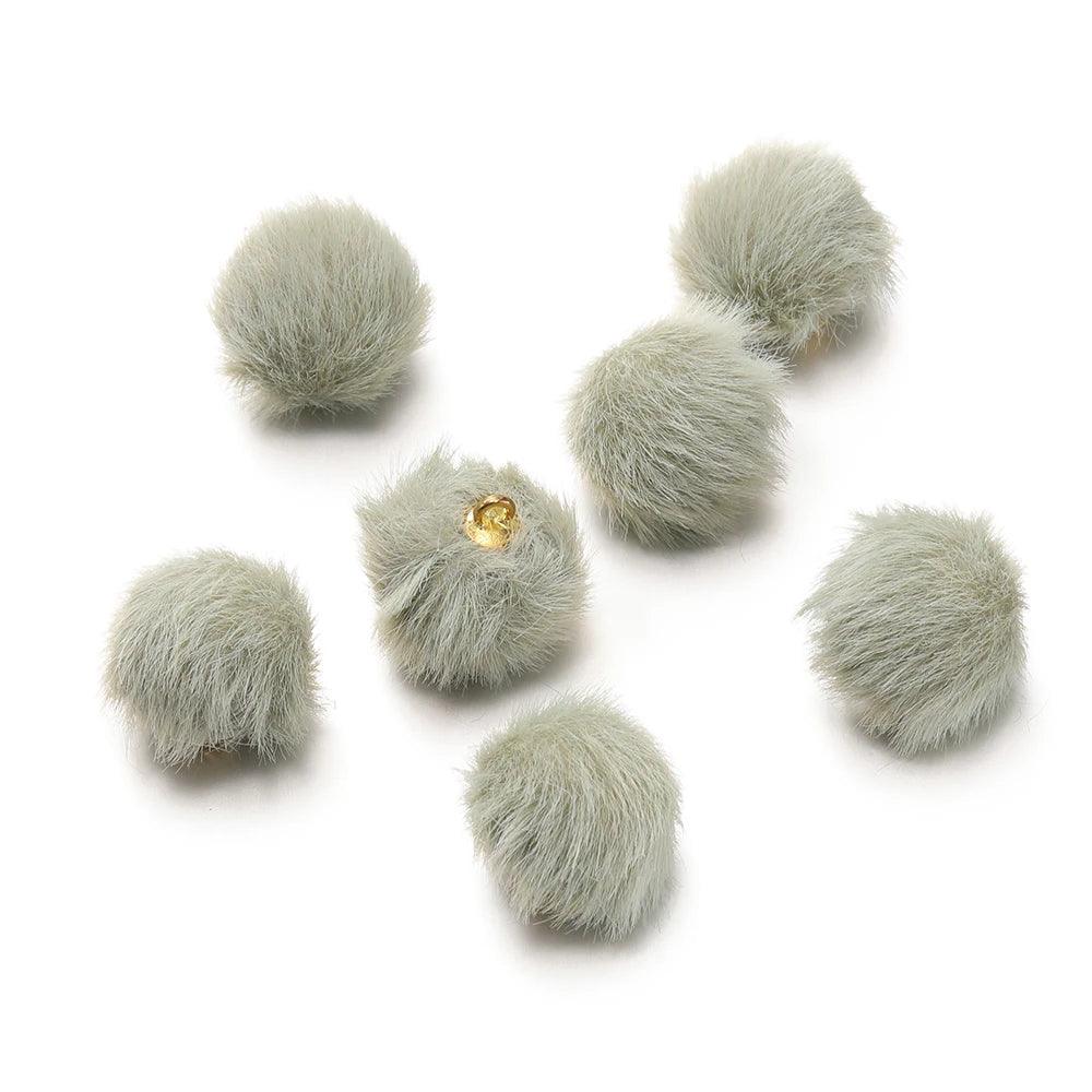 10pcs 17mm Plush Fur Covered Ball Beads Charms Pompom Beads Pendant for DIY Earring Bag Keychain Pendant Jewelry Making Supplies