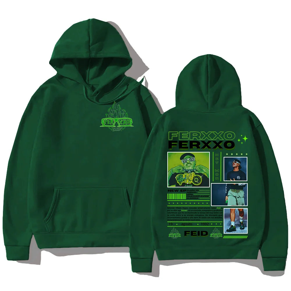 Rapper Feid Ferxxo Hoodies 90s Vintage Hip Hop Style Sweatshirt Unisex Fashion Casual Fleece Hooded New  Aesthetic Streetwear