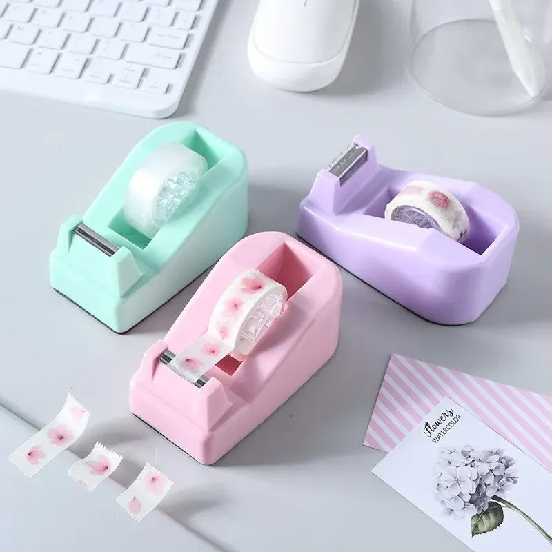 Macaron Color Desktop Tape Holder Stationery Tape Cutter Useful School Office Supplies Tape Dispenser