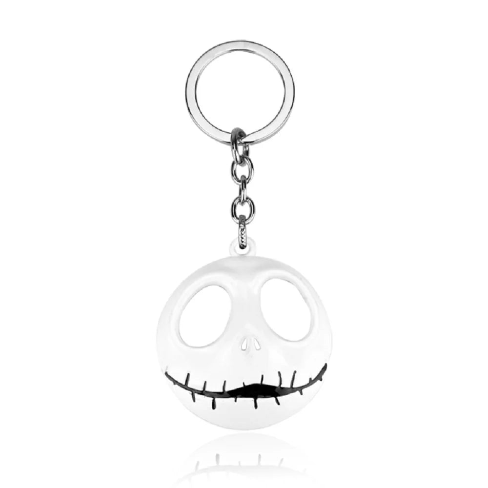 Film Nightmare Before Christmas Keychain Cartoon Character Pendant Skull Keyring Car Key Holder Bag Accessories Halloween Gifts