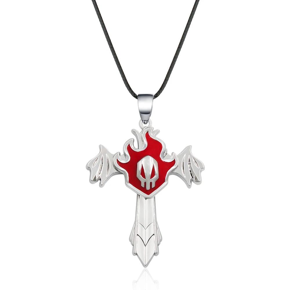 Anime Bleach Quincy Ishida Uryuu Necklace Cosplay Alloy Choker Chain Ginrei Gojiaku Amulet Pendant Necklace Jewelry Accessories