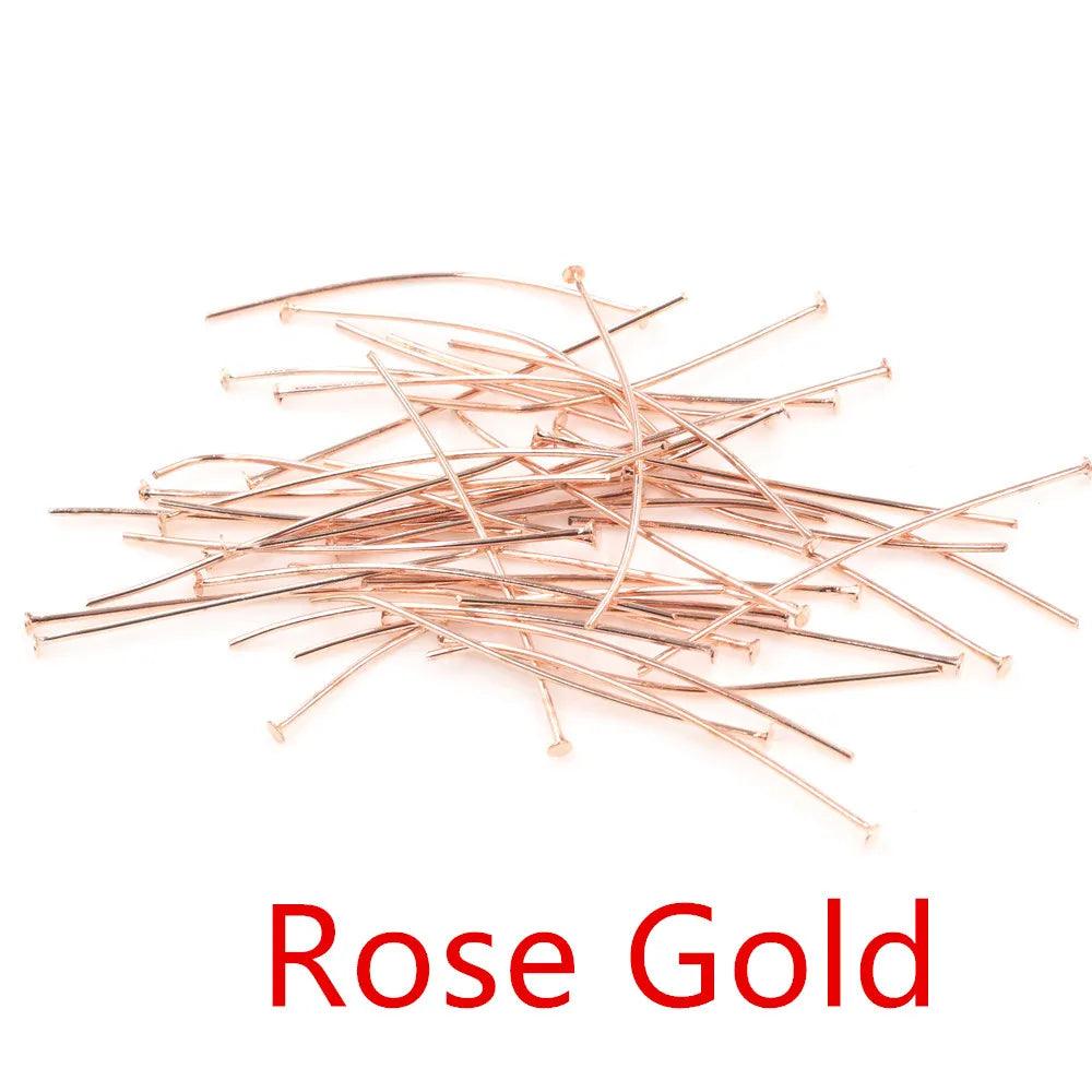 200pcs/Bag 20 25 30 40 50 60mm Flat Head Pins Gold/Silver Color/Bronze/Rhodium Headpins For Jewelry Findings Making DIY Supplies