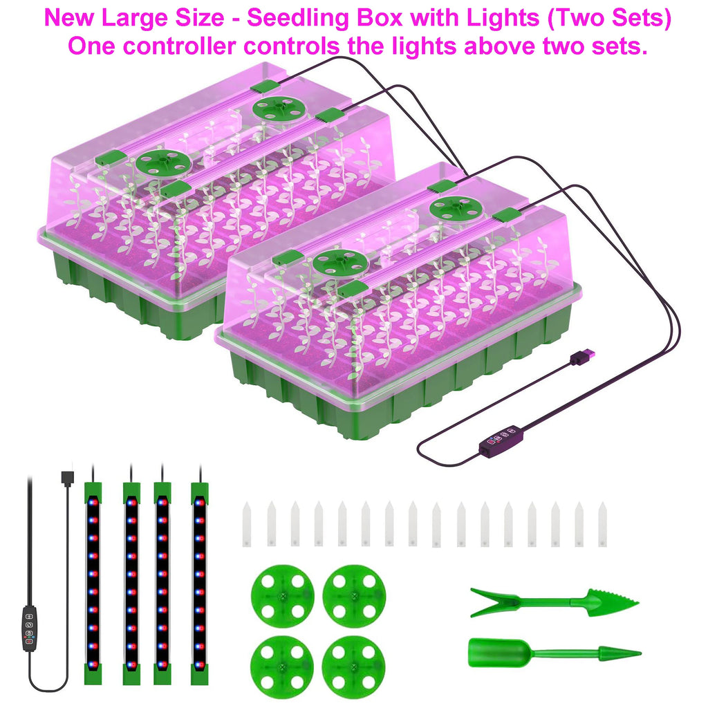 12/40 Cell Higher Cover Nursery Tray Box with Growing light Seedling Germination Planting Pot Full Spectrum LED Growth Promotion