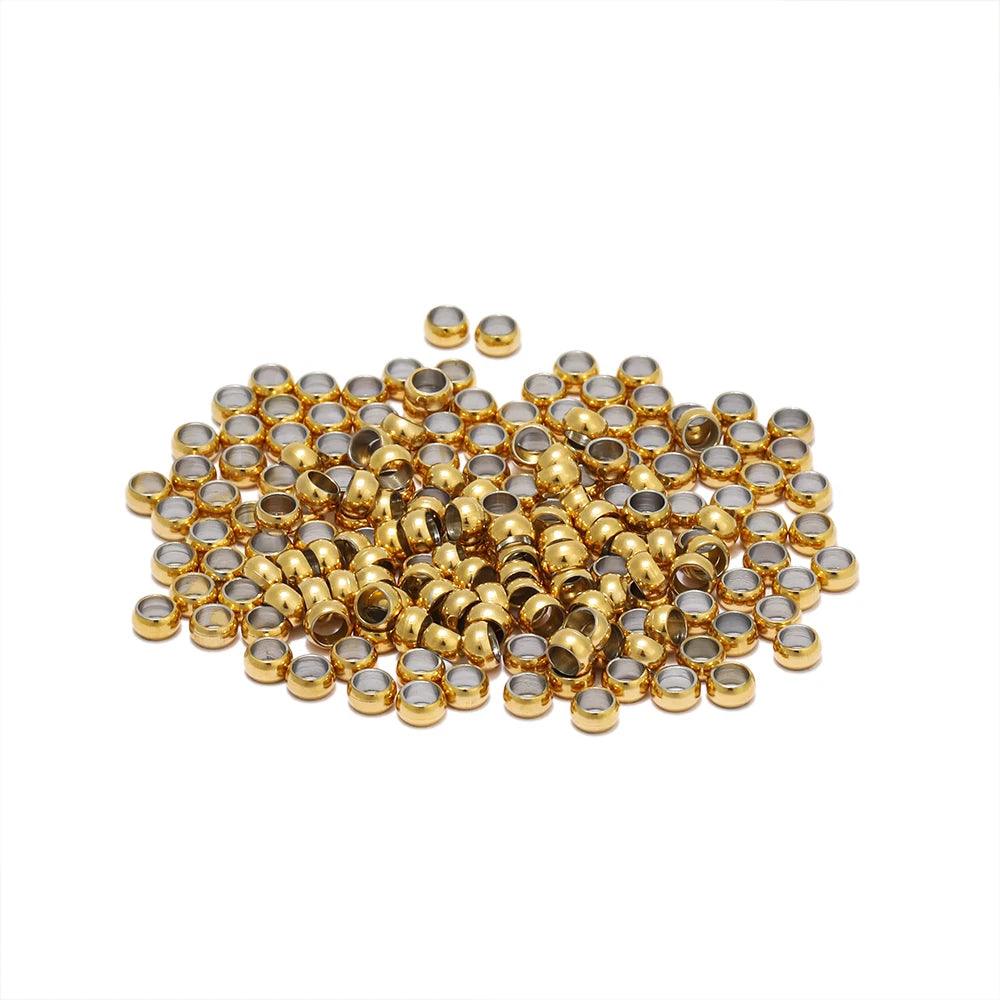 100pcs Stainless Steel Positioning Spacer Beads Ball Stopper Crimp End Beads for DIY Bracelets Jewelry Making Necklace Supplies