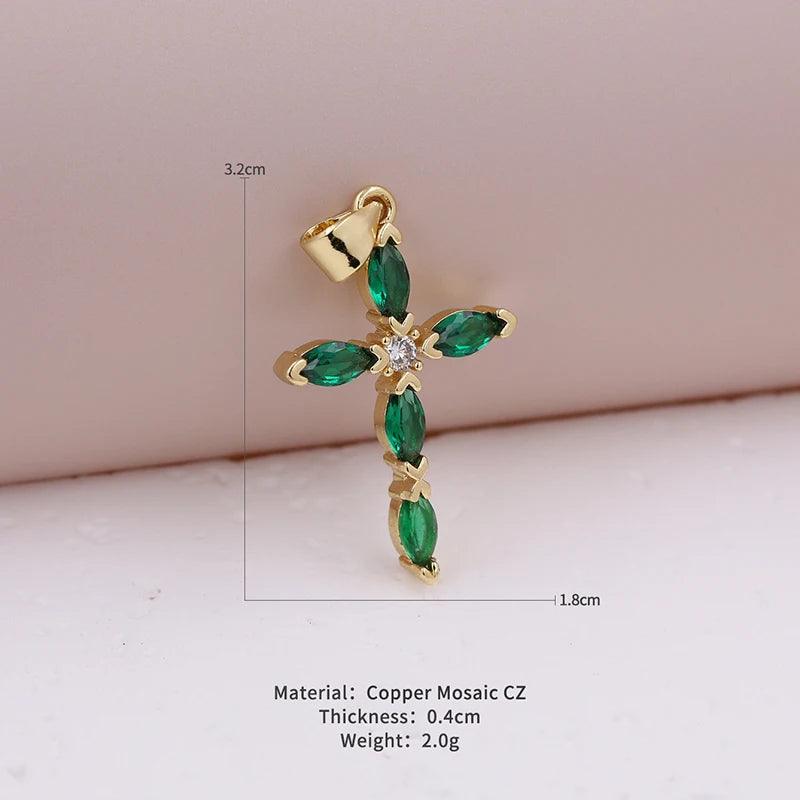 Fashion and Charm Sparkling Zircon Small Exquisite Religious Cross Pendant Men  Women Necklace Bracelet Jewelry Making