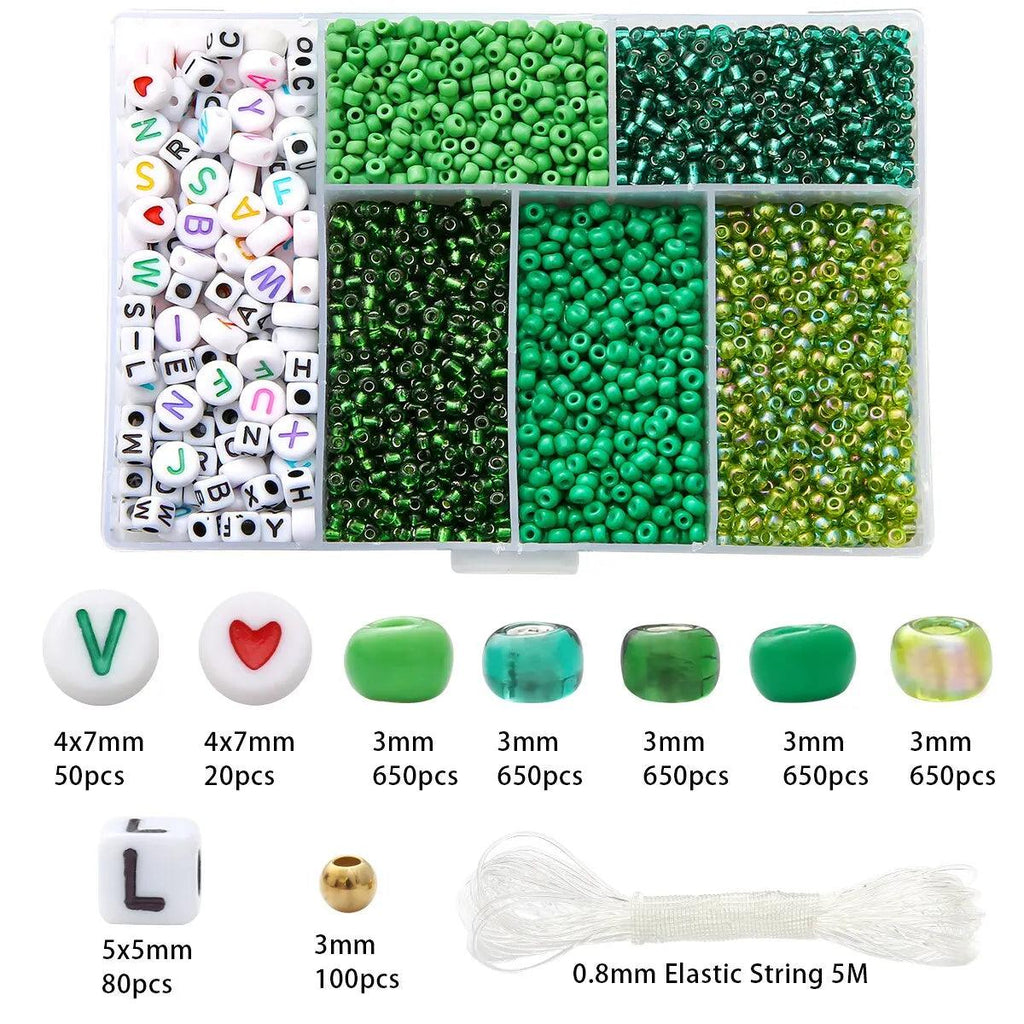 About 3500pcs Box Glass Rice Beads Letter Beads String Beads Separation Beads DIY Necklace Bracelet Accessories Handmade Materia