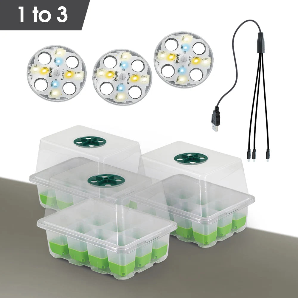 New 3-Spectrum LED Growing Lamp Seed Starter Trays Greenhouse Growing Light Nursery Pots for Indoor Plant Germinating Growth Box