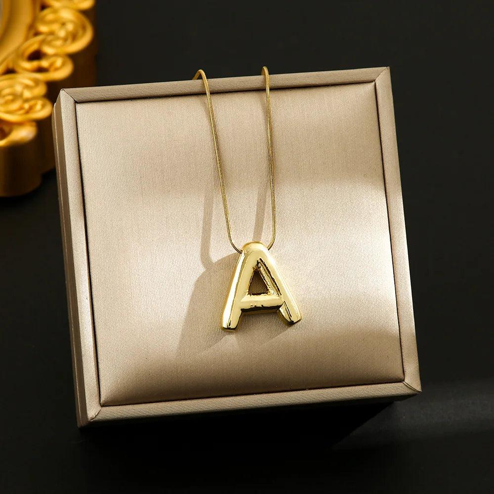 Hot Sale Stainless Steel 26 English Alphabet Necklace Pendant All-match Simple Clavicle Chain Jewelry