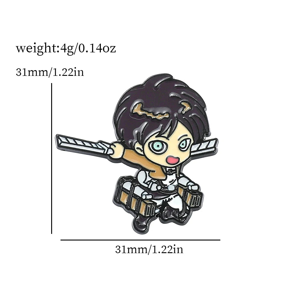 Anime Attack on Titan Brooch Cartoon Character Metal Enamel Badge Clothing Backpack Lapel Pin Jewelry Accessory Gift
