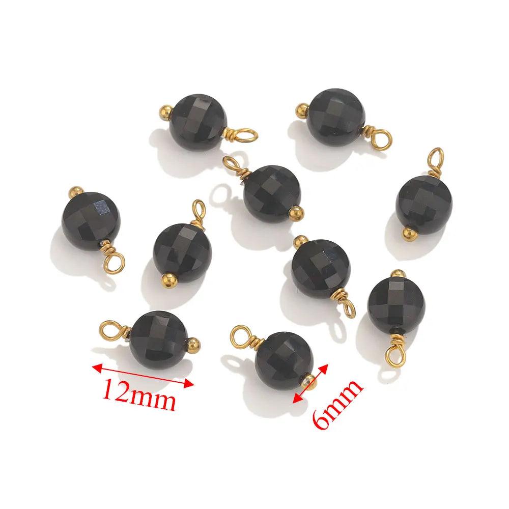 10pcs Stainless Steel Natural Stone Cahrms For Earring Bracelets DIY Handmade Pendants Jewelry Making Dangles Findings Material