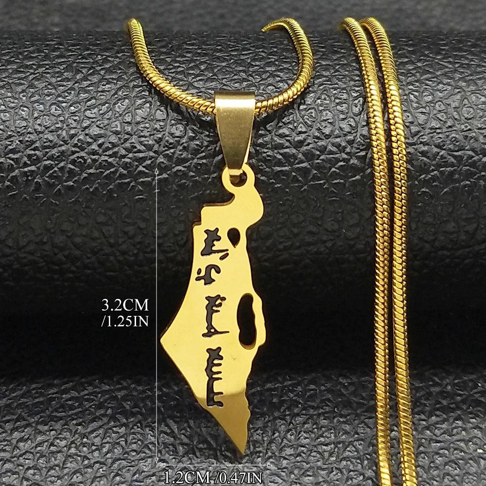Israel Hexagram Magen Star of David Country Map Pendant Necklace for Men Women Stainless Steel Chain Necklaces Jewelry NXS05