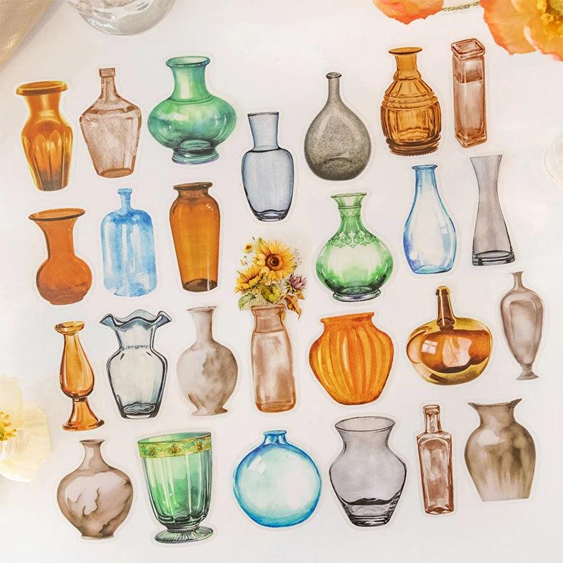 30 pcs Bottle theme PET Stickers pack Decorative collage Scrapbooking Diary Album Creativity Stationery Adhesive Diy Sticker