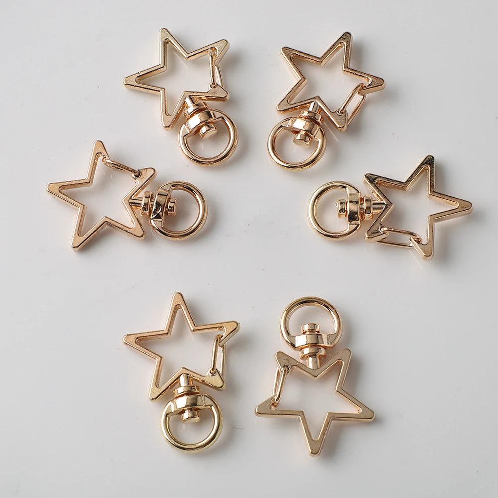 6 Pcs Star Heart Snap Hook Trigger Clips Buckles Lobster Clasps Clips Key Ring for DIY Keychain Lanyard Jewelry Making Accessory