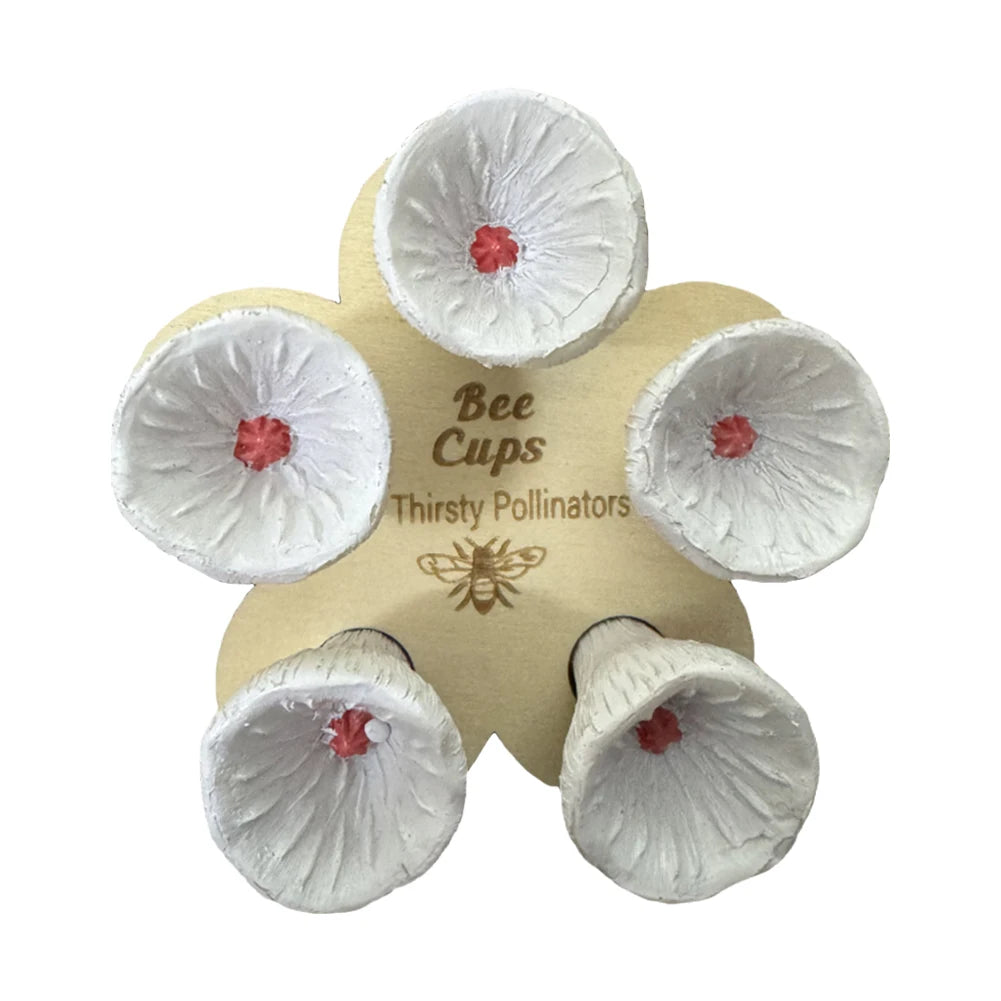 5Pcs Bees Insect Drinking Cup Bee Drinking Fountain Cup Flower Shape Bees Water Feeder with Holder Beekeeping Supplies
