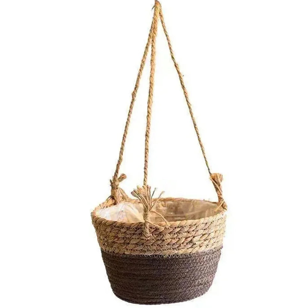 Garden Hanging Planter Macrame Plant Storage Basket Jute Rope Woven Indoor Outdoor Flower Pot Holder Plant Hangers Home Decor