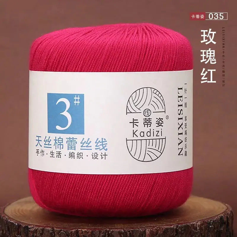 100 Percent Mercerized Cotton Lace Yarn for Hand Knitting and Crochet Arts Crafts