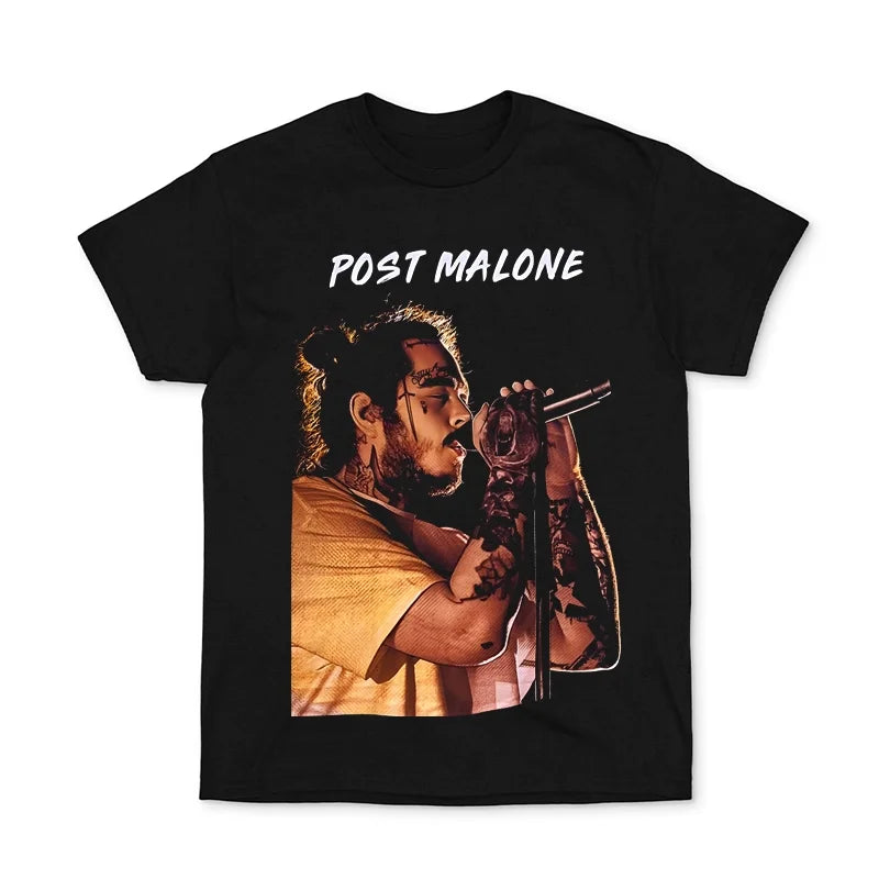 Men's and Women's 100 Percent Cotton Post Malone Short Sleeve T-Shirt Rock Rapper Portrait Design