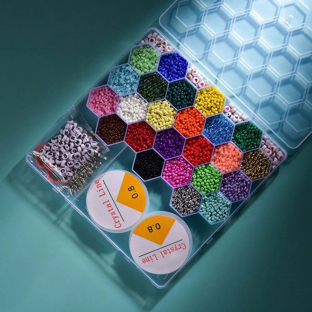 12000pcs 3mm Honeycomb Grid 24 -Color Seed Beads Letter Bead Diy Accessories Set